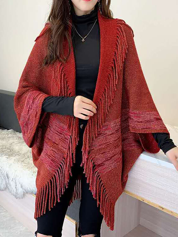 Women's Casual Open Front Batwing Sleeve Fringe Trim Cardigan Shawl, LIUHUA Clothing Online Wholesale Market, All Categories