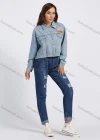 Wholesale Women's Fashion Plain Label Button Down Flap Pockets Crop Denim Jacket - Liuhuamall