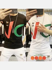 Wholesale Men's Casual Round Neck Short Sleeve Letter Print T-Shirt, LIUHUA CLOTHING WHOLESALE