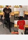 Wholesale Men's Casual Round Neck Short Sleeve Sequin Letter Print T-Shirt - Liuhuamall