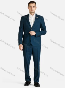 Wholesale Men's Formal Plain Single Breasted Pockets Slim Fit Lapel Blazer & Pant 2-Piece Suit Set, LIUHUA CLOTHING WHOLESALE