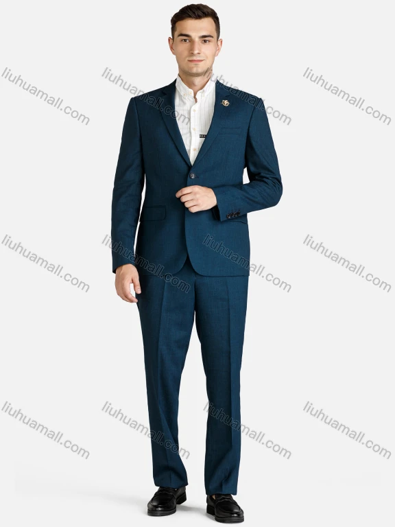 Wholesale Men's Formal Plain Single Breasted Pockets Slim Fit Lapel Blazer & Pant 2-Piece Suit Set