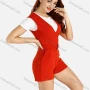 Wholesale Women's V-Neck Sleeveless Belted Zipper Back Romper Without Tee preview