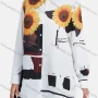 Wholesale Women's Casual Sunflower Abstract Print Splicing Tunic Button Down Long Sleeve Shirt preview