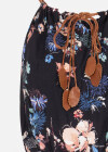 Wholesale Women's Sleeveless Boat Neck Tie Front Allover Floral Print Jumpsuit - Liuhuamall