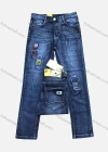 Wholesale Boys Button Pockets Frayed Patched Labelled Embroidered Letter Plain Casual Jean 201# - Liuhuamall