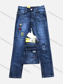 Wholesale Boys Button Pockets Frayed Patched Labelled Embroidered Letter Plain Casual Jean 201#, LIUHUA CLOTHING WHOLESALE