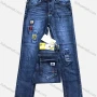 Wholesale Boys Button Pockets Frayed Patched Labelled Embroidered Letter Plain Casual Jean 201# preview