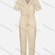 Wholesale Women's Casual Plain Wrap Ruffle Trim Tie Front Jumpsuit Almond White Clothing Wholesale Market Liuhua