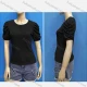 Wholesale Women's Casual Crew Neck Short Sleeve Drawstring Knit Plain Tops 3# Clothing Wholesale Market Liuhua