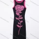 Wholesale Women's Casual Ribbed Knit Rose Print Sleeveless Bodycon Midi Dress Black Clothing Wholesale Market Liuhua