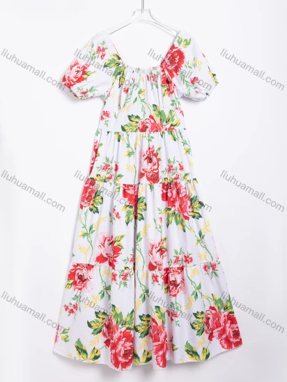 Wholesale Women's Summer Floral Print Off Shoulder Ruffle Tiered Bodycon Maxi Dress