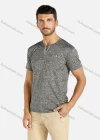 Wholesale Men's Casual Space Dye Regular Fit Henry Short Sleeve Shirt - Liuhuamall