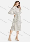 Wholesale Women's Casual Floral Print Button Front High Waist Midi Pleated Dress - Liuhuamall