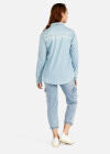 Wholesale Women's Fashion Long Sleeve Sequin Button Front Flap Pockets Denim Shirt - Liuhuamall