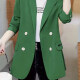 Women's Casual Long Sleeve Lapel Double Breasted Plain Blazer Green Clothing Wholesale Market -LIUHUA