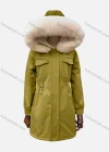 Wholesale Women's Hooded Fuzzy Faux Fur Collar Buttons Drawstring Flap Pockets Mid Length Coat - Liuhuamall