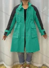 Wholesale Women's Stand Collar Straps Zippers Buttons Colorblock Flap Pockets Buckled Cuff Coat - Liuhuamall