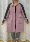Wholesale Women's Stand Collar Straps Zippers Buttons Colorblock Flap Pockets Buckled Cuff Coat - Liuhuamall