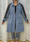 Wholesale Women's Stand Collar Straps Zippers Buttons Colorblock Flap Pockets Buckled Cuff Coat - Liuhuamall
