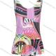 Wholesale Girls Vacation Crew Neck Sleeveless Ruffle Hem Abstract Print One Piece Swimsuit Multi-color Clothing Wholesale Market Liuhua