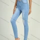 Wholesale Women's Casual Distressed Ripped High Waist Stretch Skinny Jeans Light Blue Clothing Wholesale Market Liuhua