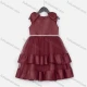 Wholesale Girls Cute Sleeveless Shoulder Back Bow Knot Pearl Trim Layered Flower Dress Red Clothing Wholesale Market Liuhua
