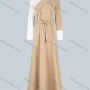 Wholesale Women's Casual Wrap V Neck Tie Front Coloblock Long Sleeve Maxi Dress With Belt preview