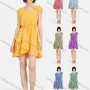Wholesale Women's Casual Wrap V Neck Cap Sleeve Ruffle Hem Plain Short Dress preview