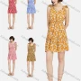 Wholesale Women's Casual Button Front Tie Floral Print Ruched Ruffle Hem Tank Dress preview