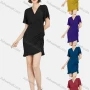 Wholesale Women's Casual Butterfly Sleeve Drawstring Plain Ruched Short Dress preview