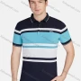 Wholesale Men's Casual 100% Cotton Striped Colorblock Short Sleeve Polo Shirts 22078# preview