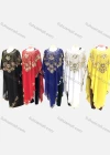Wholesale Women's Muslim Loose Fit Sequin Batwing Sleeve Pullover Sheer Mesh Kaftan Dress - Liuhuamall
