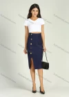 Wholesale Women's Summer High Waist Button Side Slit Solid Pencil Skirt - Liuhuamall
