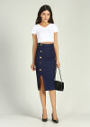 Wholesale Women's Summer High Waist Button Side Slit Solid Pencil Skirt - Liuhuamall