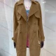 Wholesale Women's Lapel Straps Buttons Belted Plain Mid Length Trench Coat 50# Clothing Wholesale Market Liuhua