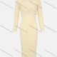 Wholesale Women's Elegant Navel Long Sleeve Off Shoulder Wrap Pack Hip Dress Cornsilk Guangzhou Clothing Wholesale Market & Suppliers -LIUHUAMALL