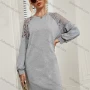 Wholesale Women's Casual Lace Embroidery Long Sleeve Hollow Shoulder Plain Dress X2583X# preview