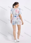 Wholesale Women's Daily Tie Dye Round Neck Short Sleeve Crop T-shirt 2 Piece Set - Liuhuamall
