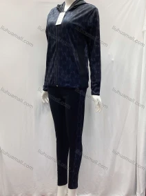 Wholesale Women's Casual Long Sleeve Allover Print Zipper Hooded Jacket&Pants Sets, LIUHUA CLOTHING WHOLESALE