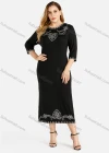Wholesale Women's Casual Crew Neck 3/4 Sleeve Embroidered Dress - Liuhuamall