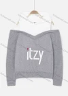 Wholesale Women's Letter Print Cold Shoulder Long Sleeve Drawstring Hoodie - Liuhuamall