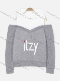 Wholesale Women's Letter Print Cold Shoulder Long Sleeve Drawstring Hoodie, LIUHUA CLOTHING WHOLESALE