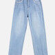 Women's Loose Fit Button Closure Duel Pocket Denim Jeans Light Blue Clothing Wholesale Market -LIUHUA