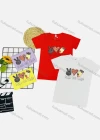 Wholesale Girl's Casual Cartoon Print Round Neck Short Sleeve Tee - Liuhuamall