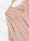 Wholesale Women's Casual 3/4 Sleeve Round Neck Oversized Plain Lace Pleated Blouse - Liuhuamall