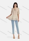 Wholesale Women's Casual Tie Neck Short Sleeve Ruched Eyelet Embroidered Blouse 66017# - Liuhuamall
