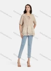 Wholesale Women's Casual Tie Neck Short Sleeve Ruched Eyelet Embroidered Blouse 66017# - Liuhuamall