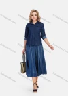 Wholesale Women's Casual Elastic Waist Wash Denim Midi Skirt - Liuhuamall