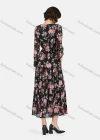 Wholesale Women's Casual Floral Print V Neck Long Sleeve Ruffle Hem Midi Dress - Liuhuamall